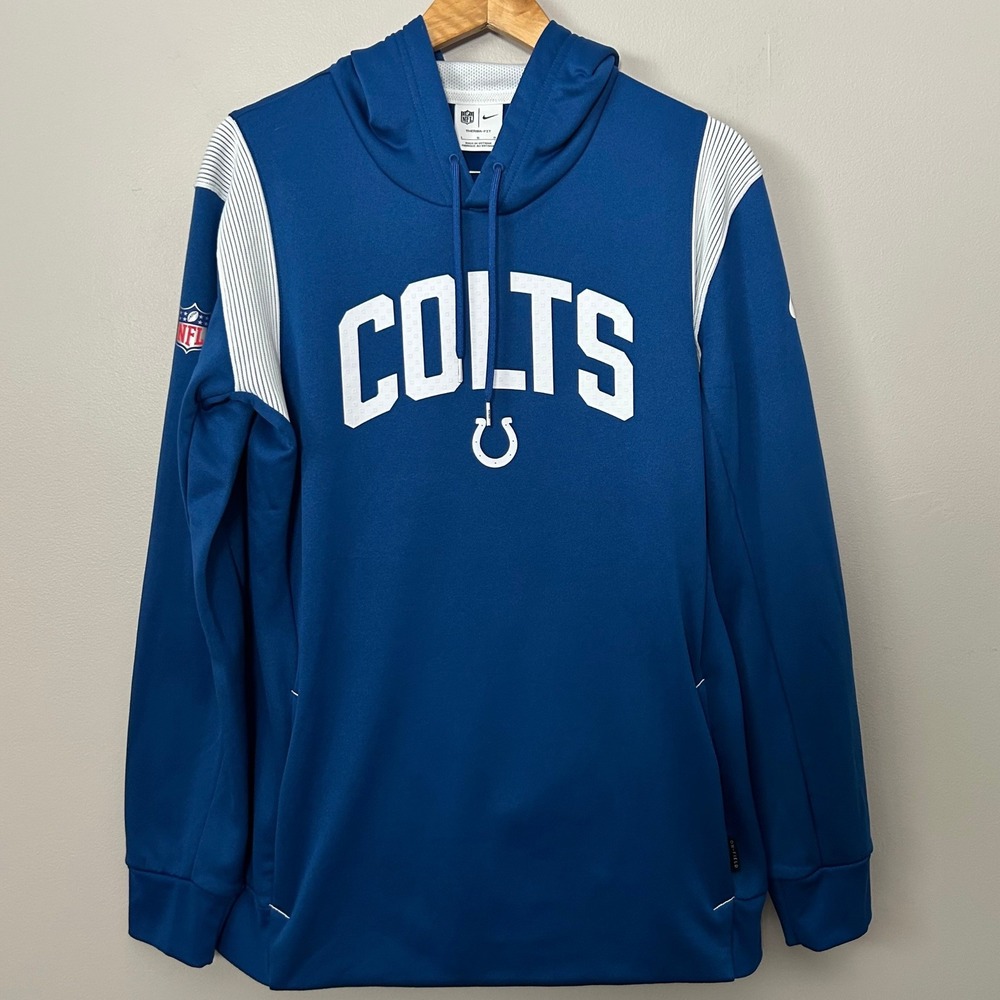 Nike Indianapolis Colts Hoodie Mens Large Blue NFL On-Field Therma-FIT Pullover‎